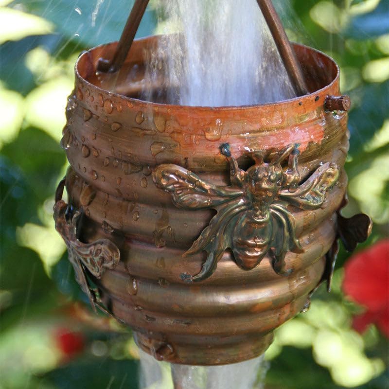 Nutshell Stores Honeybee & Hive Copper Rain Chain - Copper - 18 Feet