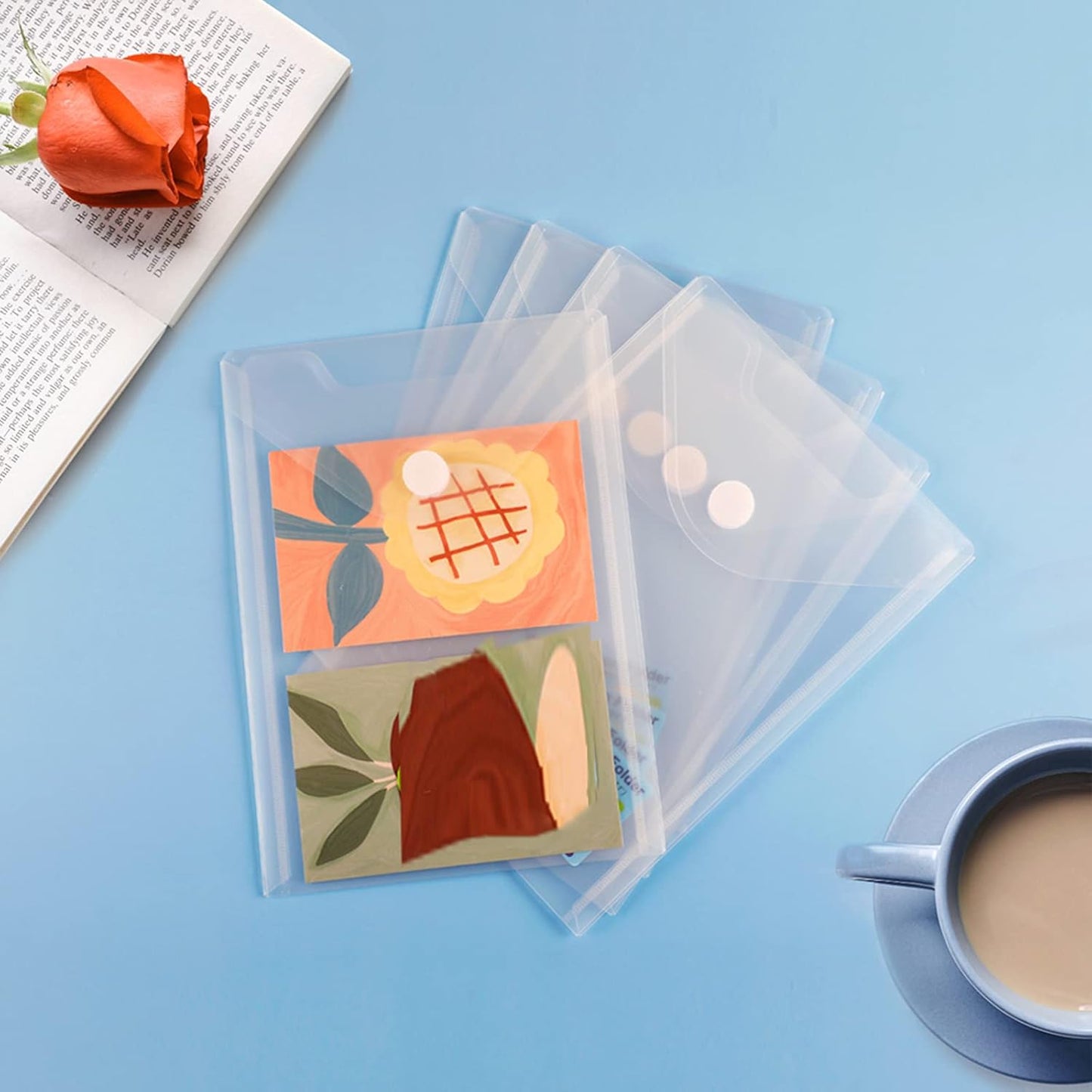 12 Pack Large Clear Die & Stamp Storage Bag Transparent Plastic Folders for Cutting Dies Stencil Embossing Crafts for DIY Scrapbooking Paper Card Craft Organizer Holder