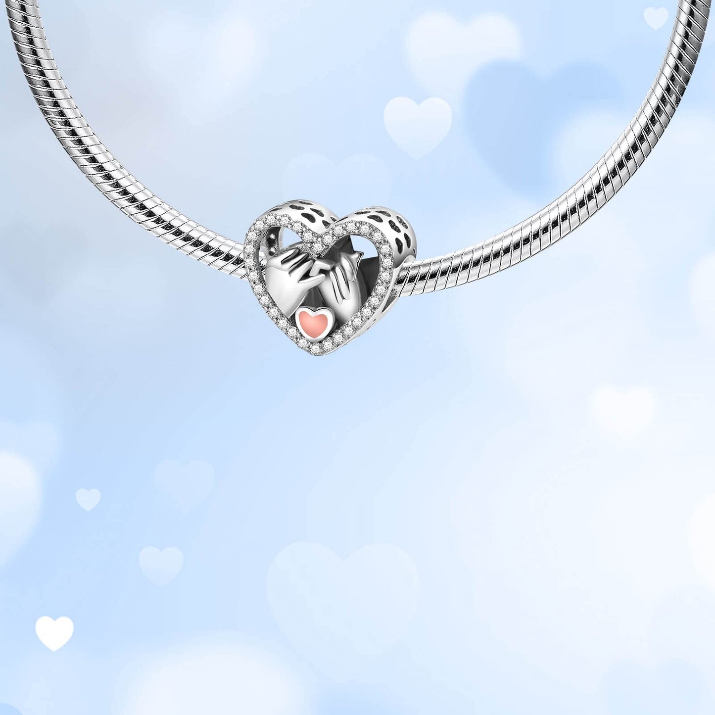 dazlily Love Heart Eternal Promise Charm 925 Sterling Silver Charm for Bracelets Necklaces Jewelry