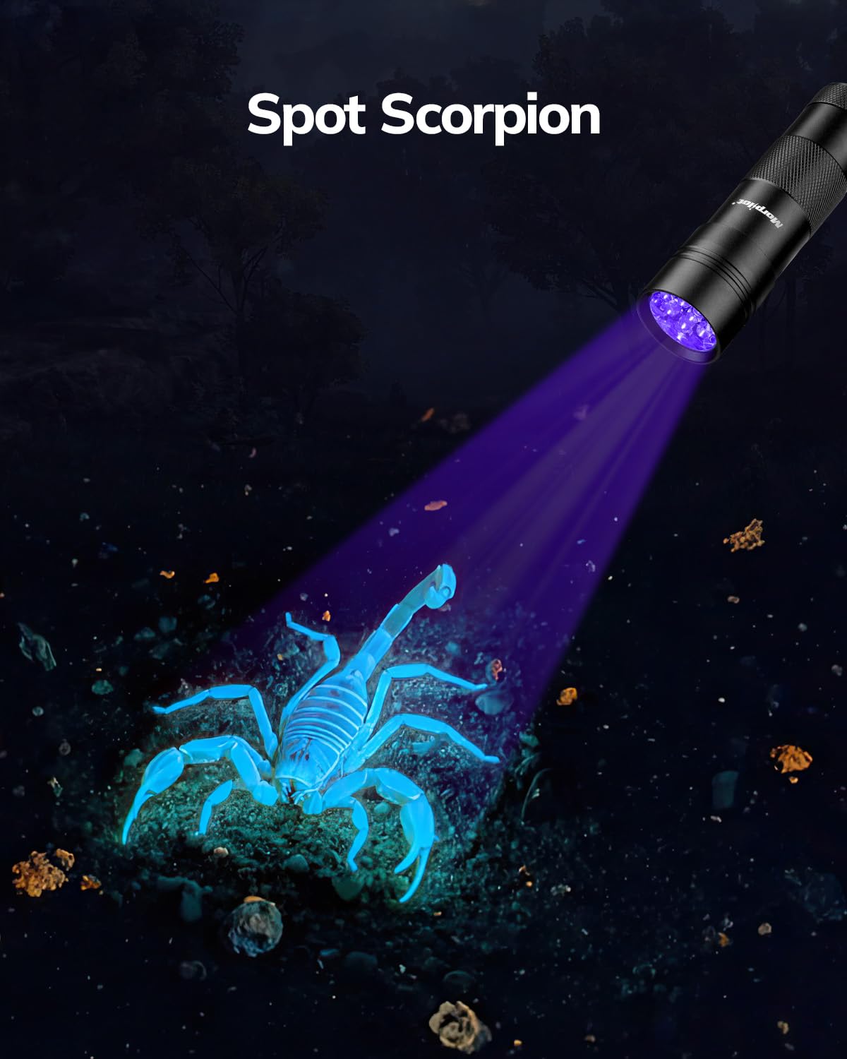 Morpilot Uv Flashlight 2 Pack, 12 Led 395Nm Blacklight, Aluminum, Pet Urine Detector, Mini Torch Light For Stains And Resin Curing