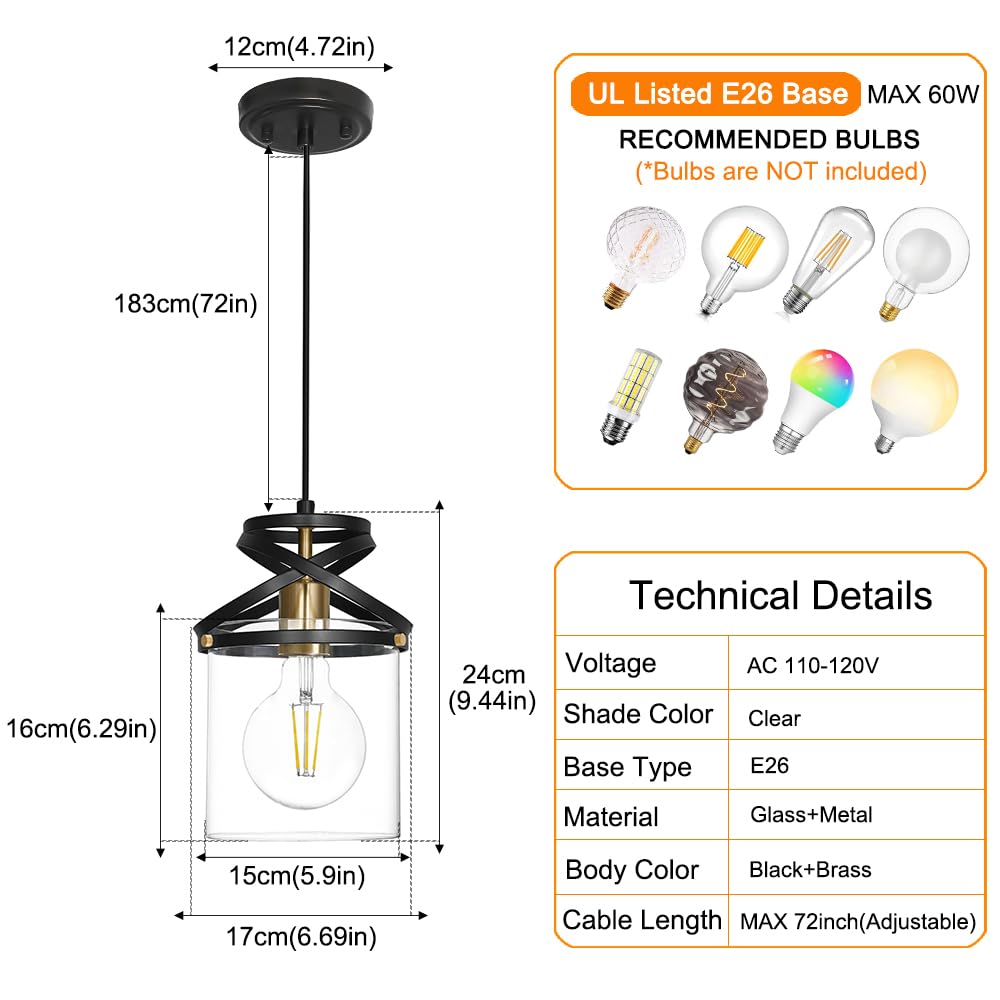 Black Kitchen Pendant Lighting Over Island  Modern Glass Pendant Lighting  Hanging Lights For Living Room Set Of 2  Pendant Lights Kitchen Island 2 Pack  Pendant Lamp For Dining Room  Hallway  Sink