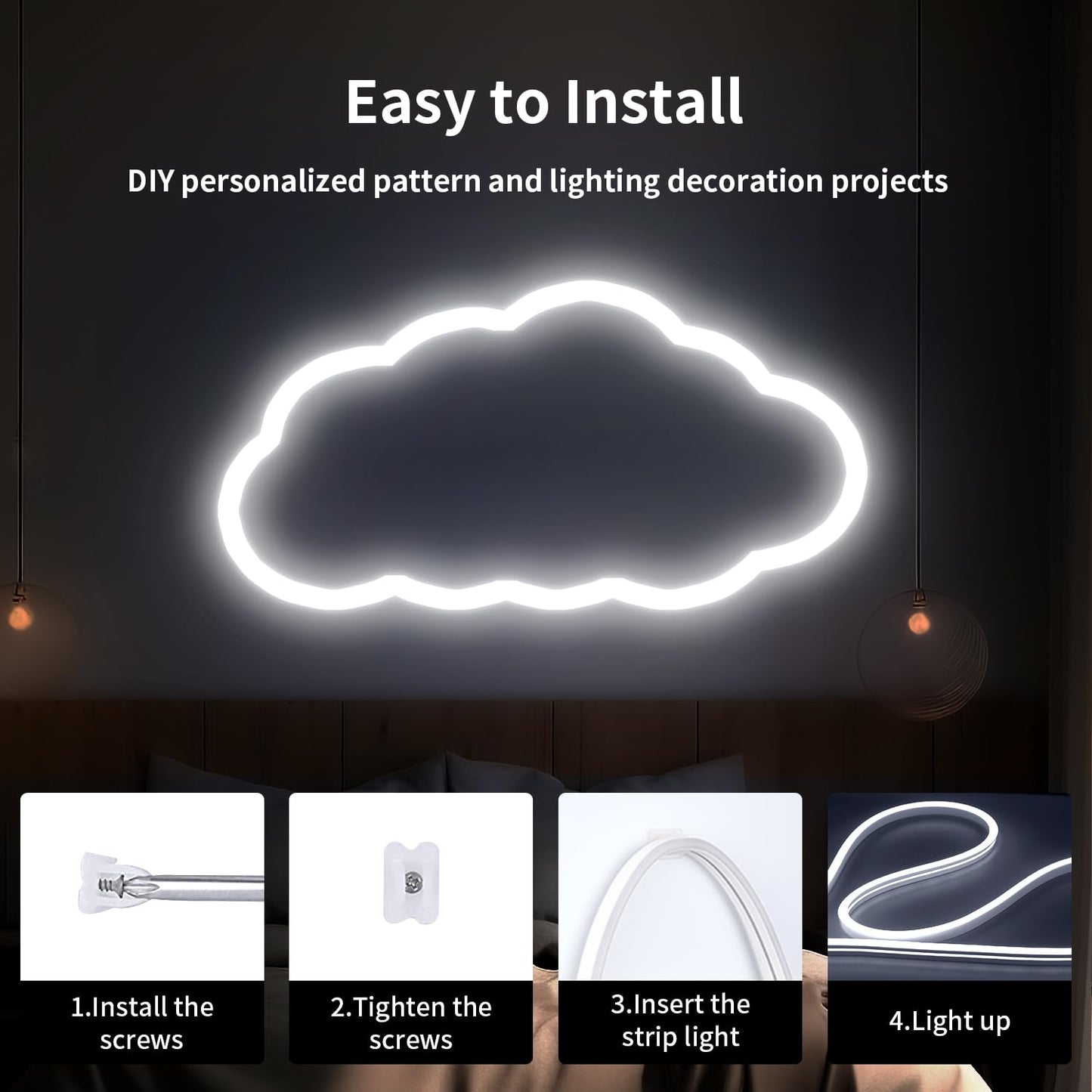 iNextStation Neon LED Strip Light 16.4ft 12V Waterproof Silicone Rope Light, White, Model LEDUNIDW283501