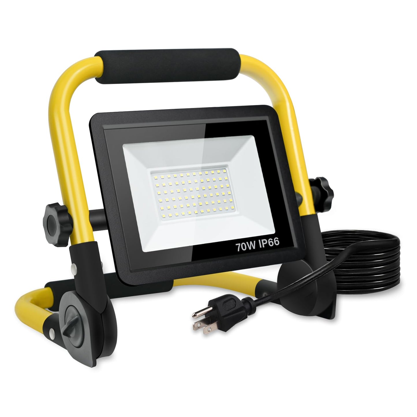 Jefedana 70W LED Work Light with Stand-Portable Work Light with 16.4FT Cord and US Plug - IP66 Waterproof 6500K 3600LM LED Flood