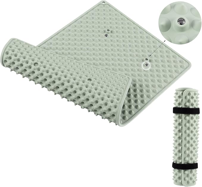 HWXQJJHONEY Portable Feet Acupressure Mat,Foldable Silicone Foot Massager Mat with Dual-Side Usage,Pressure Point Massage ...