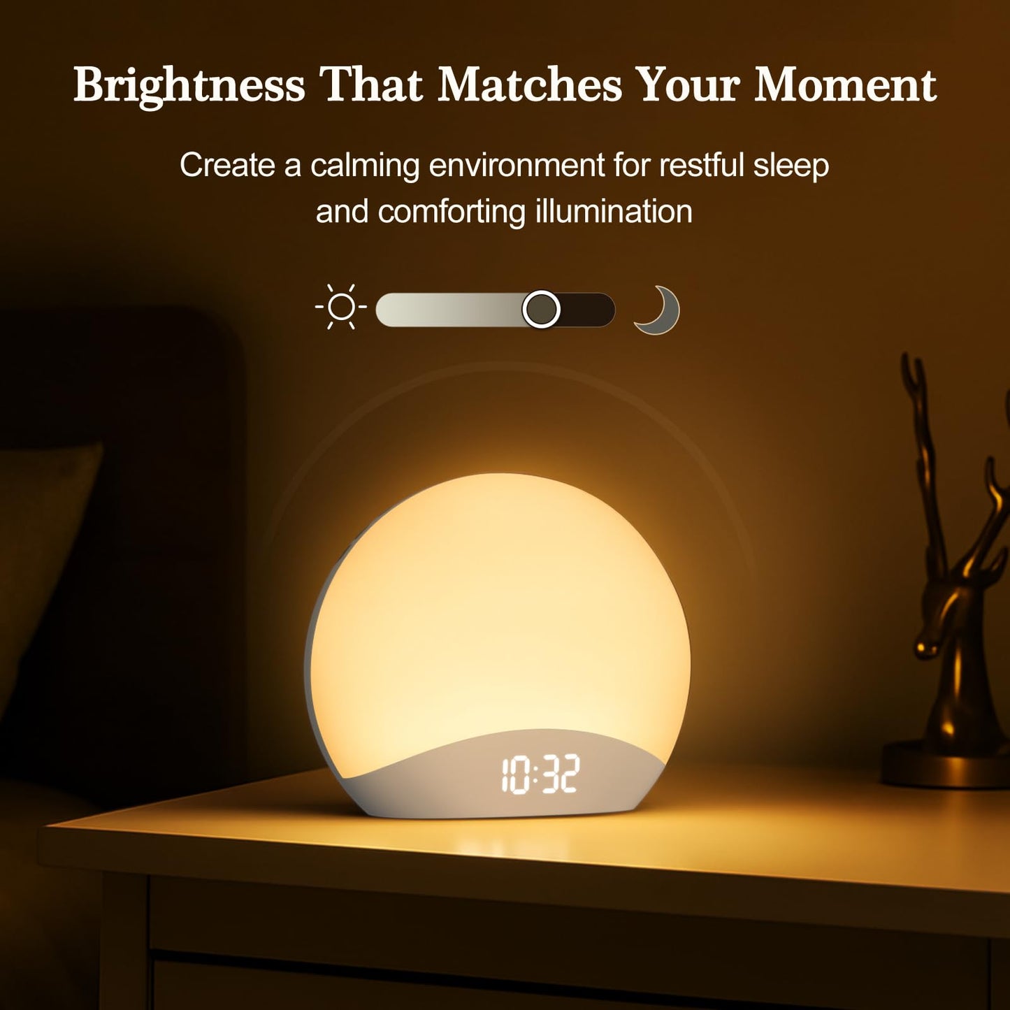 REACHER Sound Machine Sunrise Alarm Clock with Night Light, 26 Nature Inspired Sleep Sounds, 0-100% Dimmable Clock, Sunrise Lamp, Wake Up Light, Brown/Pink/White Noise Machine for Babys, Adults, Kids