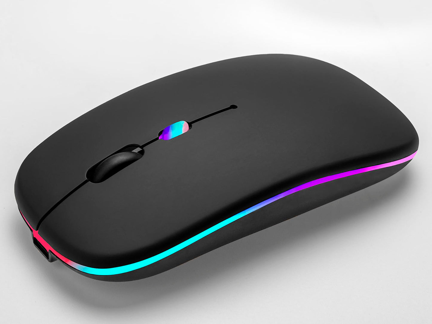 AIKOKOK Wireless Bluetooth Mouse Rechargeable Laptop Mice with LED Use Portable(BT5.2 and USB 2.4G) Dual Mode Connection Silent Slim Computer Mouse for Laptop/iPad Tablet/Apple MacBook/PC (Black)
