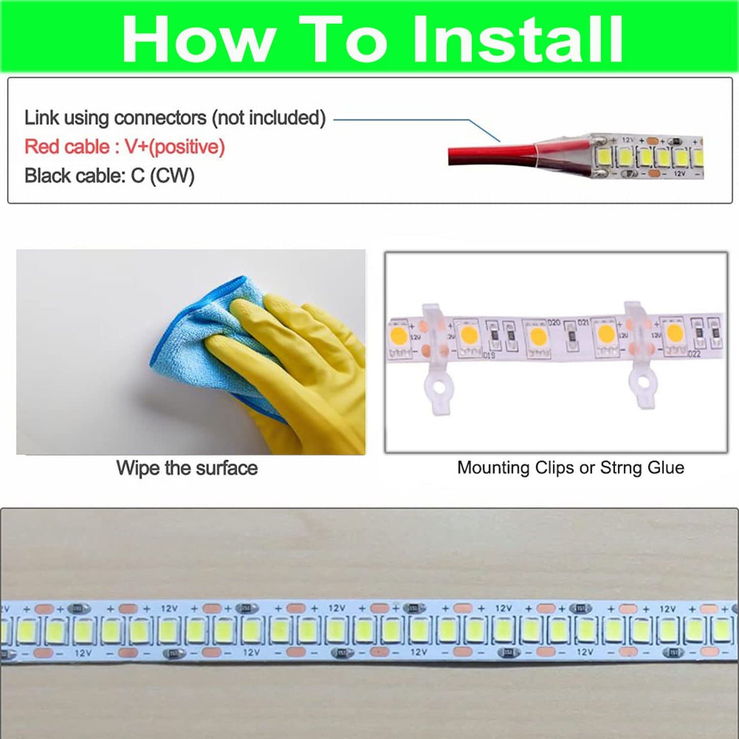 Suyooulin Led Strip Lights, 16.4Ft Smd 2835, 1200 Leds, Dc12V, Waterproof Ip67, 26000Lm Bright Green, Model