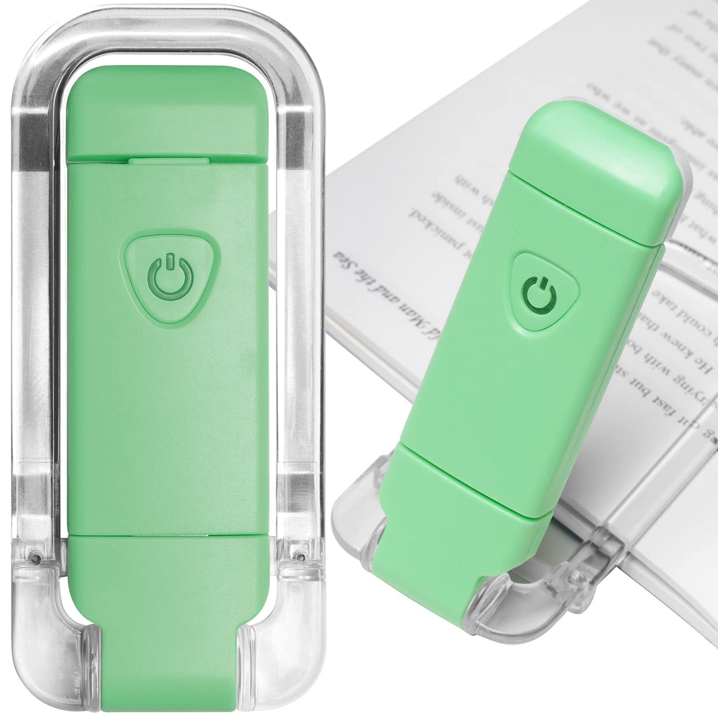 EGWASER Portable USB Rechargeable LED Book Reading Light - 3 Adjustable Brightness Levels, Eye-Protective, Green
