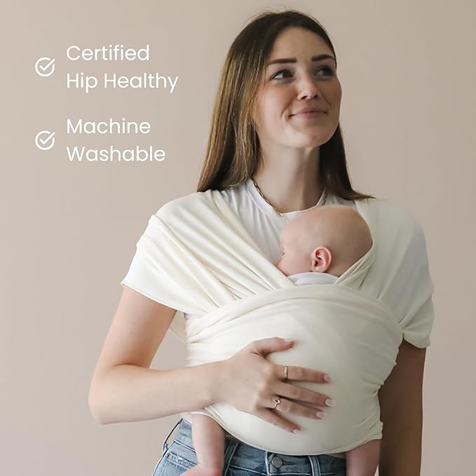 snuggle me Baby Wrap | Hands-Free Baby Wraps Carrier, Easy-Tie Baby Sling Carrier, Baby Carrier Wrap with Organic Cotton, Baby Wearing Wrap for Newborns from 0 to 18 Months (7-35 lbs) - Natural