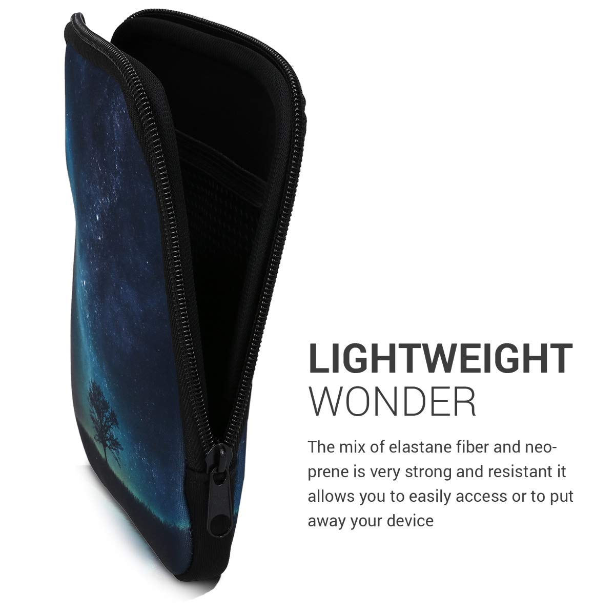 Kwmobile Neoprene E-Reader Pouch Size 6 Ereader - Universal Ebook Sleeve Case With Zipper, Wrist Strap - Blue/Grey/Black