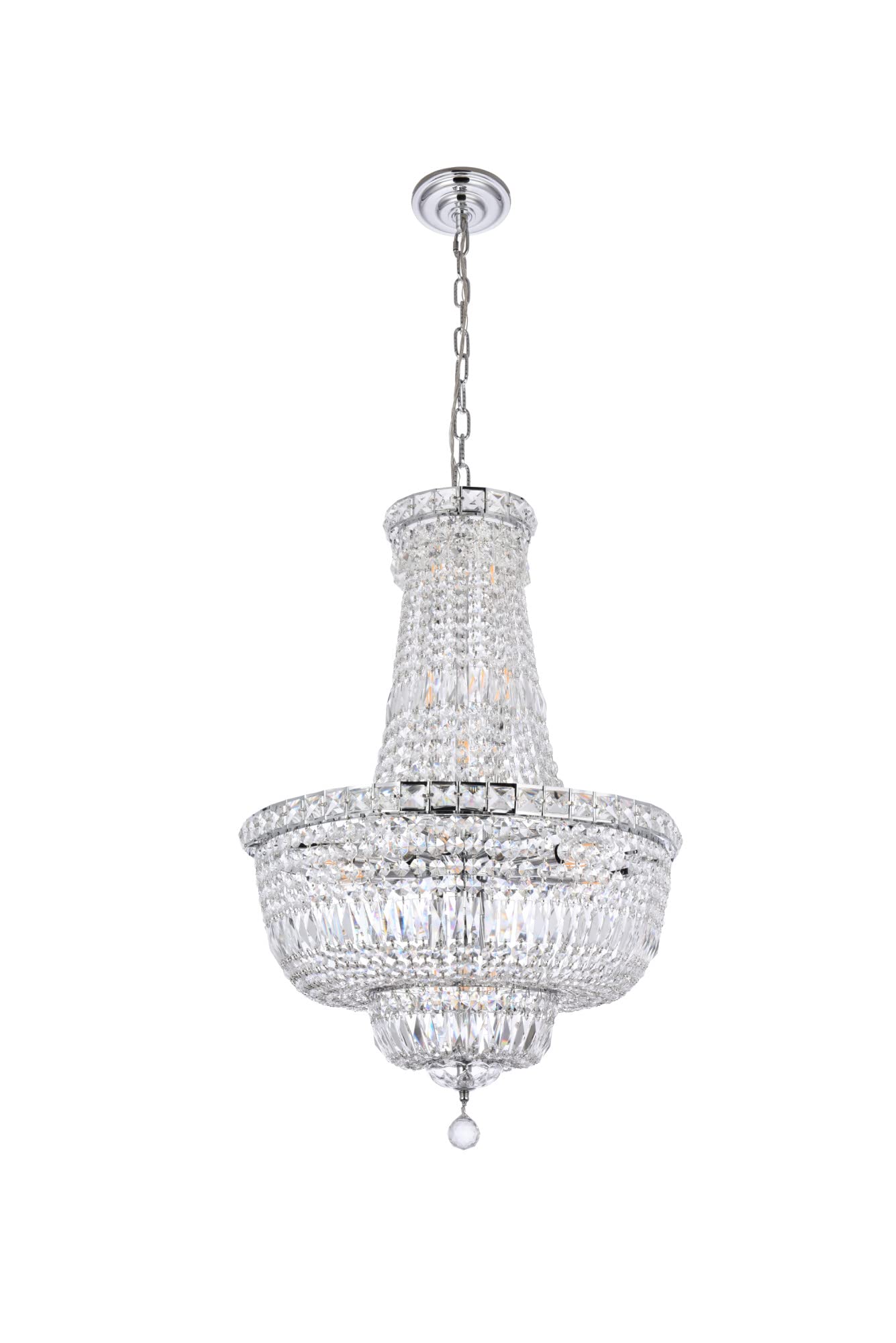 Elegant Lighting Tranquil Collection 22-Light Hanging Fixture, Royal Cut Crystals, Chrome Finish, 22 - Multicolor, Model 2528D22C/Rc
