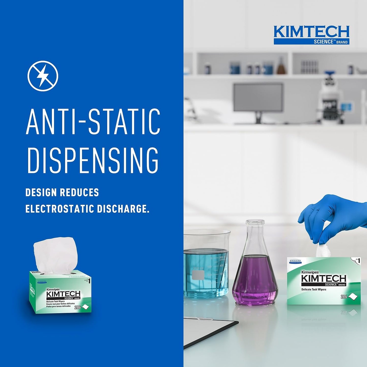 Kimtech Science™ Kimwipes® Delicate Task Wipes (34155), Pop-Up Box, White (286 Sheets/Box)