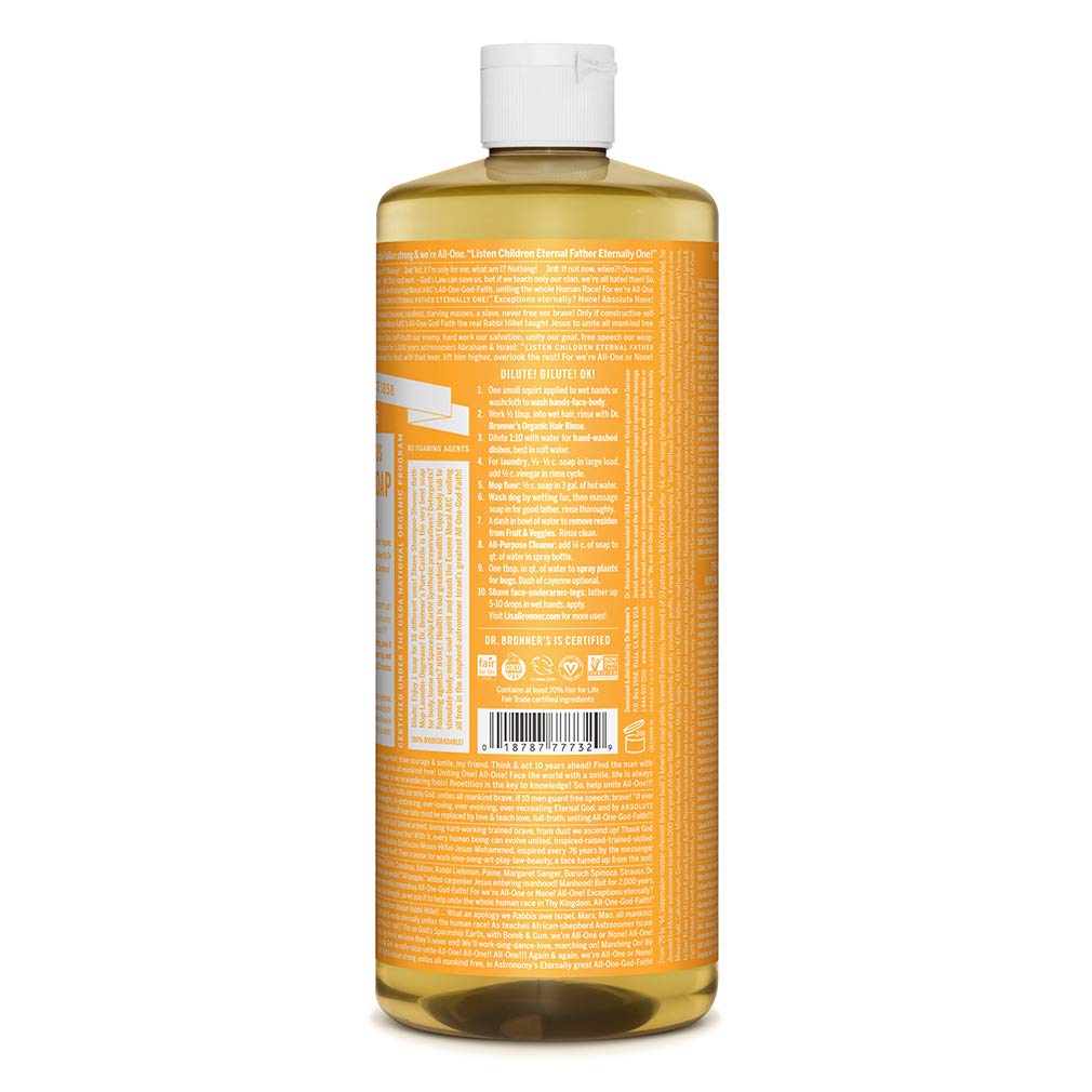 Dr. Bronner's Pure-Castile Liquid Soap - Citrus Bundle. 32 oz. Bottle and 2 oz. Travel Bottle