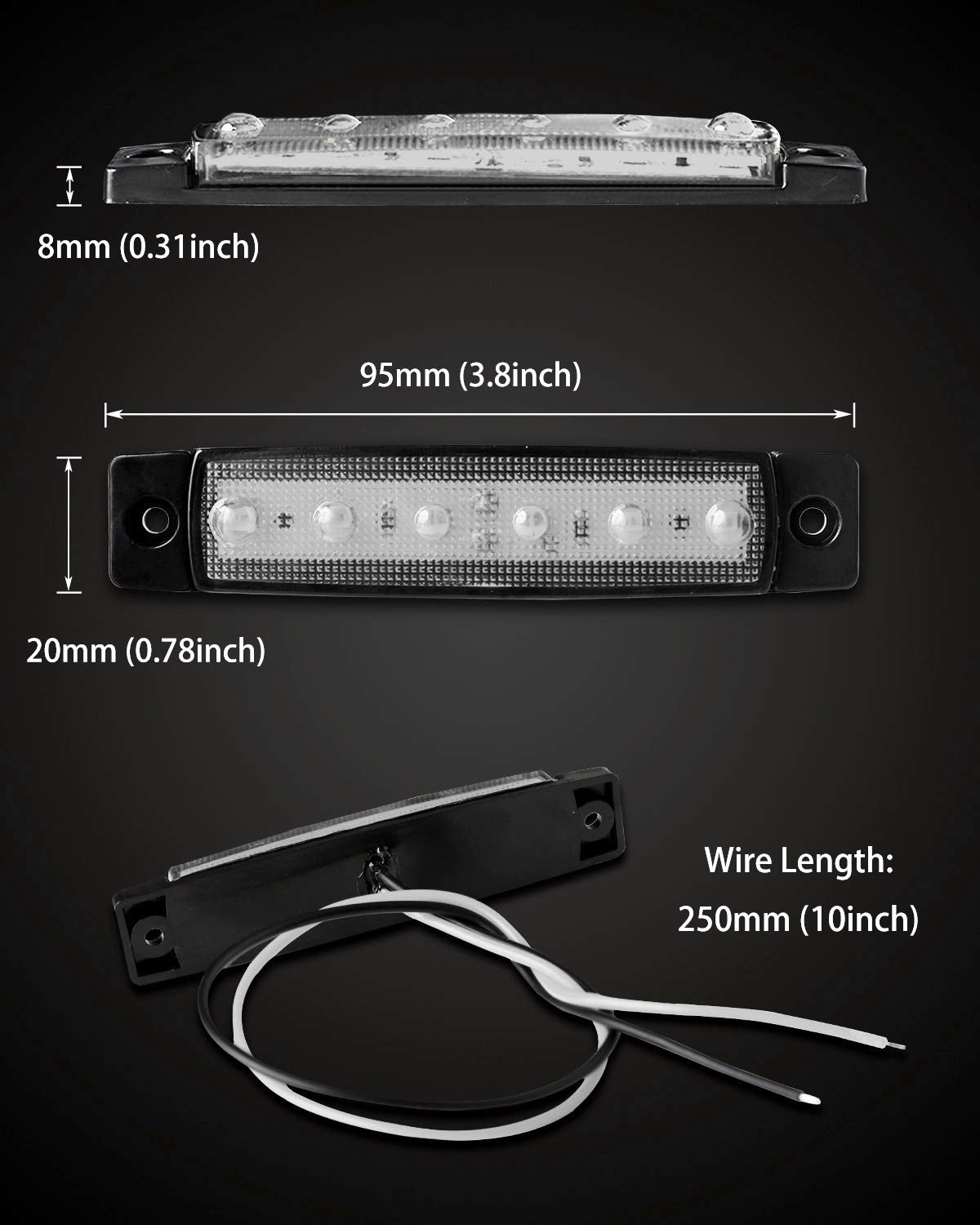 Shangyuan LED Marine Boat Lights, Waterproof Interior Deck Lighting, 10PCS, White, ABS Material