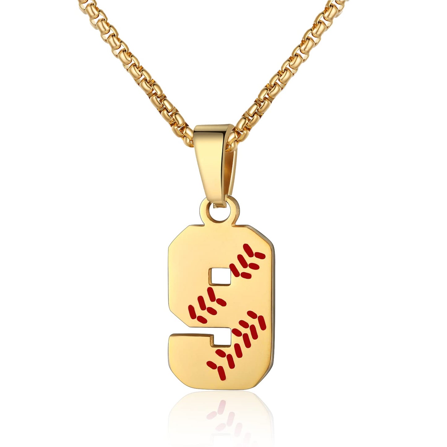 AIAINAGI Baseball Number Necklace for Men 00-99 Athletes Jersey Number Necklace Stainless Steel Gold Plated Chain Baseball Charm
