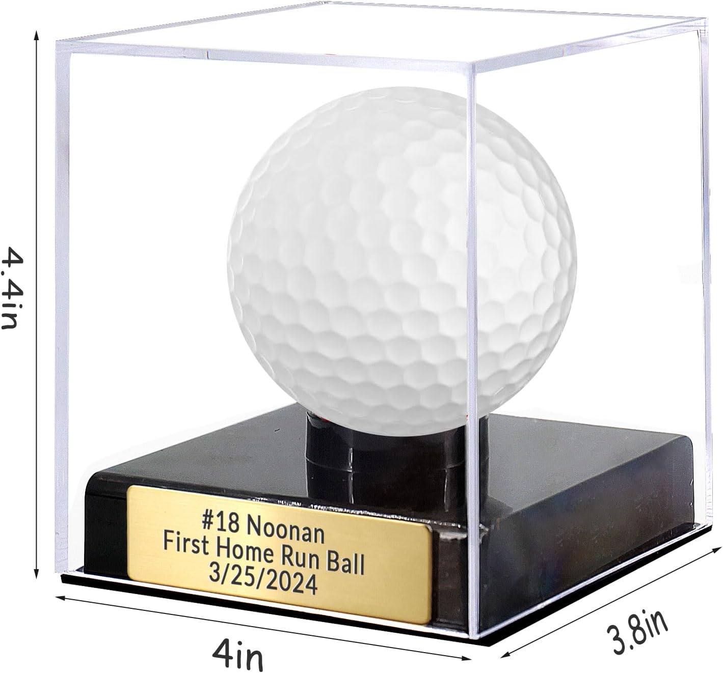 Custom Golf Ball Display Case Acrylic Golf Ball Holder Case Laser Engraved Plaque Showcase Your Cherished Golf Ball Memorabilia (Black)
