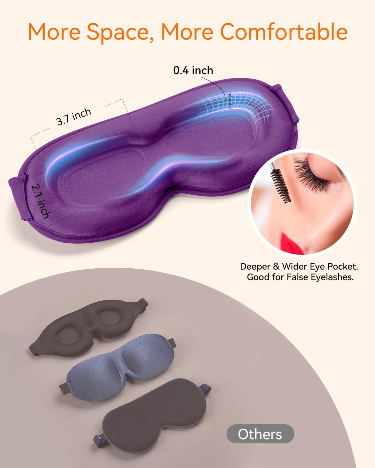 Blackout Eye Mask for Deep Sleep, 3D Weighted Sleep Mask for Women, Zero Pressure, Perfect for Airplane Travel, Meditation, Yoga, Postpartum Rest & Relaxation, Purple