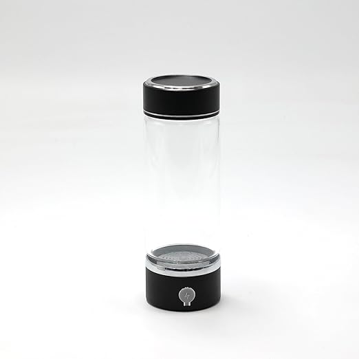 420-450 ml 2024 Glass Hydrogen Generator Water Bottle SPE PEM Technology Water Ionizer, Rechargeable Hydrogen Water Bottle, Hydrogen Rich Water Glass (Black)