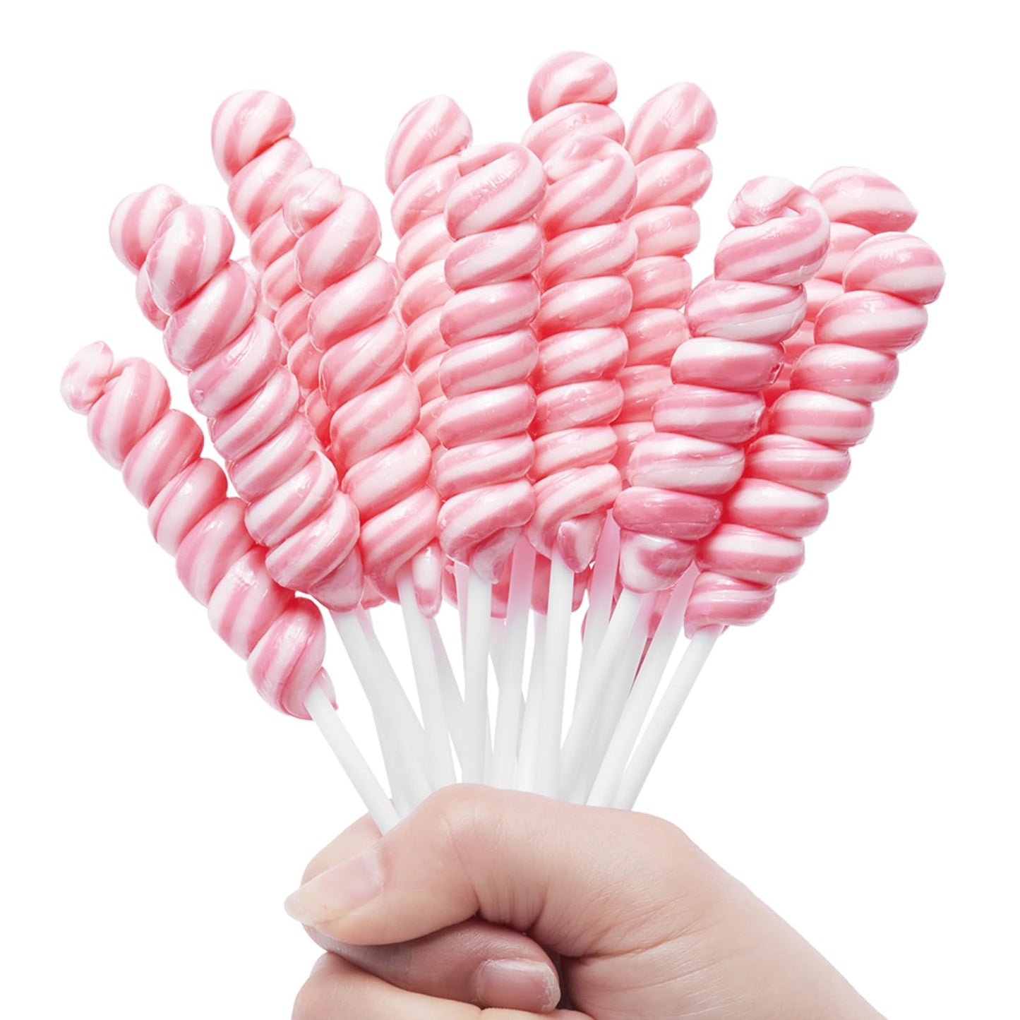 Pink Twisty Lollipops Individually Wrapped Bulk - Valentines Candy Valentine Lollipops Candy - Kid s Whirley Lollipop for Decor