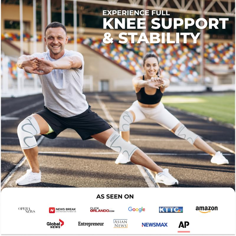 Modvel 2 Pack Knee Brace for Women & Men - Workout Knees Compression Sleeve for Knee Pain Relief Joint Support for ACL, Ar...