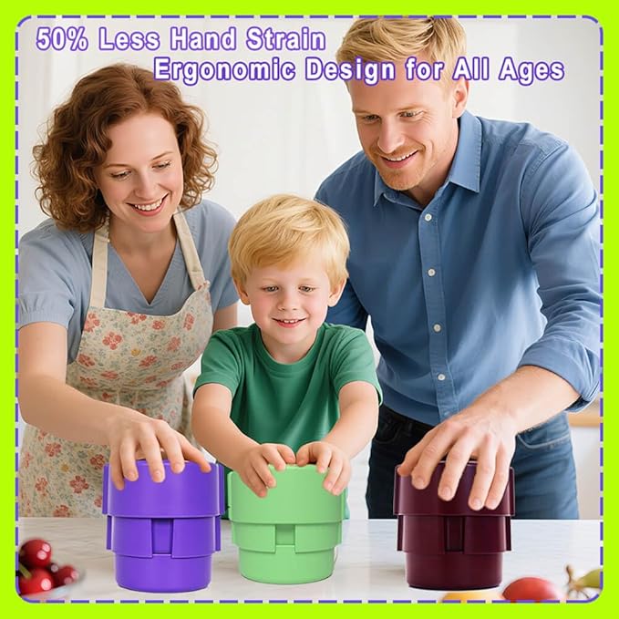 Cherry Pitter – Multi Cherry Tool 6 at Once, Full Detachable Cherry Seed Remover, Fast Cleaning for Baking, Canning, Jam, Dishwasher Safe with Pit Storage Case, (Purple)