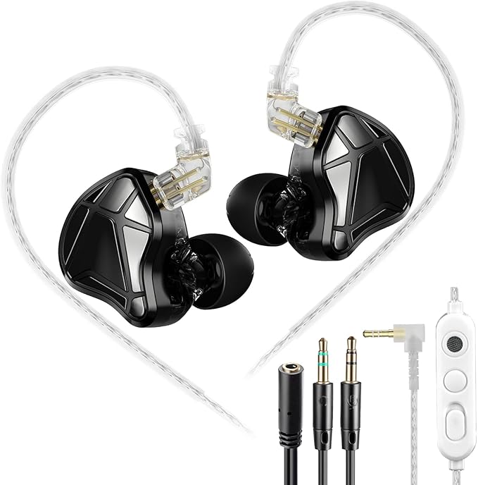 KZ Axas Gaming Earbuds Wired with Mic for PS4 PC Xbox PS5, Noise Isolation IEM for Gaming with Low Latency, Comfort-Fit Ea...
