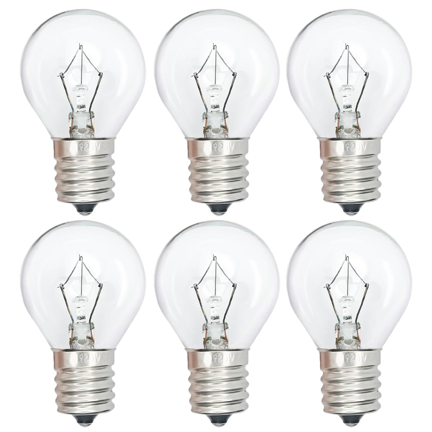 Paeorrorl Lava Lamp Bulb 6 Pack, 25W S11 E17 Base, Dimmable 2700K Warm White, Glass, Silver