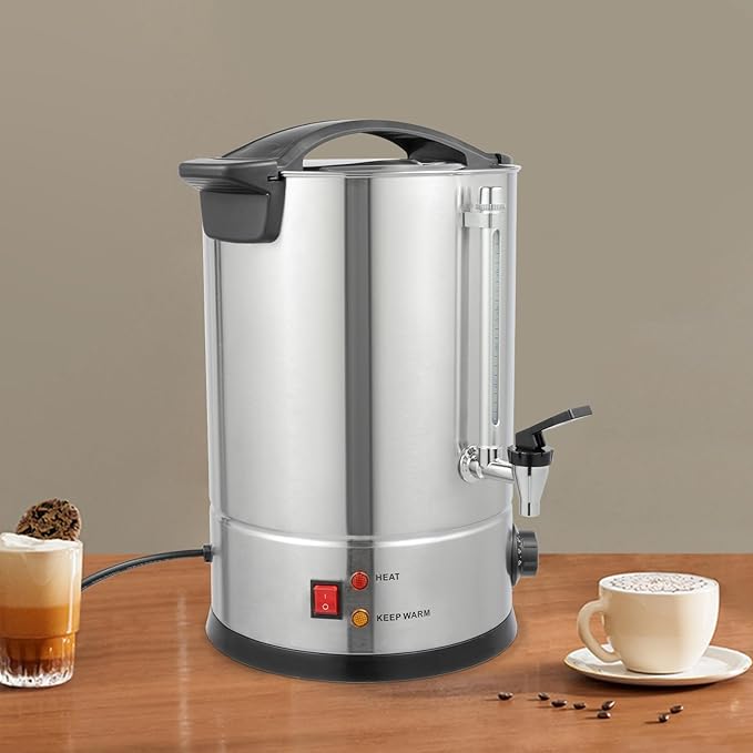 Coffee Urn, 80 Cup Coffee Percolator Commercial Coffee Maker, 12L Dual Wall Stainless Steel Coffee Maker Hot Water Beverage Dispenser Electric Coffee Urn For Catering, Wedding, Party