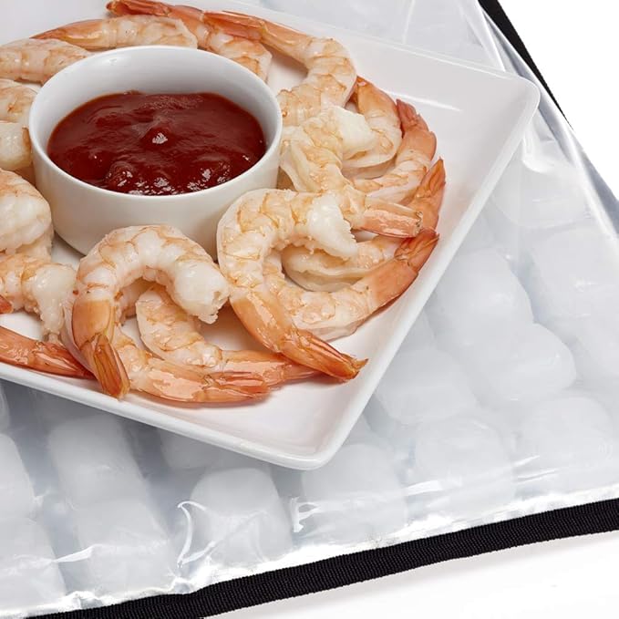 FlexiFreeze Party Mat Chiller - Food Cooling Buffet Cooler for Cold Serving Red/Blue with Extra Ice Sheets (19" x 15")