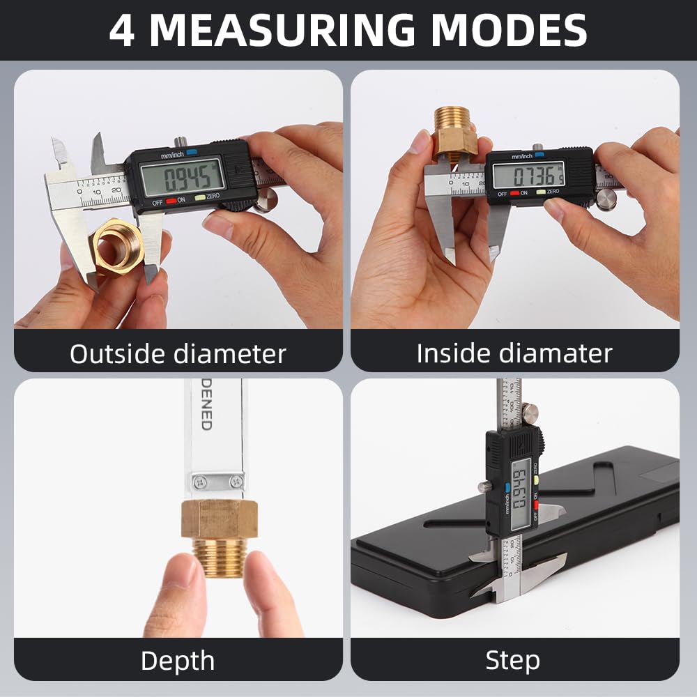 Digital Caliper Measuring Tool, Stainless Steel Vernier Caliper Digital, Micrometer Calipers with Large LCD Screen, Auto-Off Feature, Inch Millimeter Conversion, 6 Inch Caliper Tools for DIY/Household