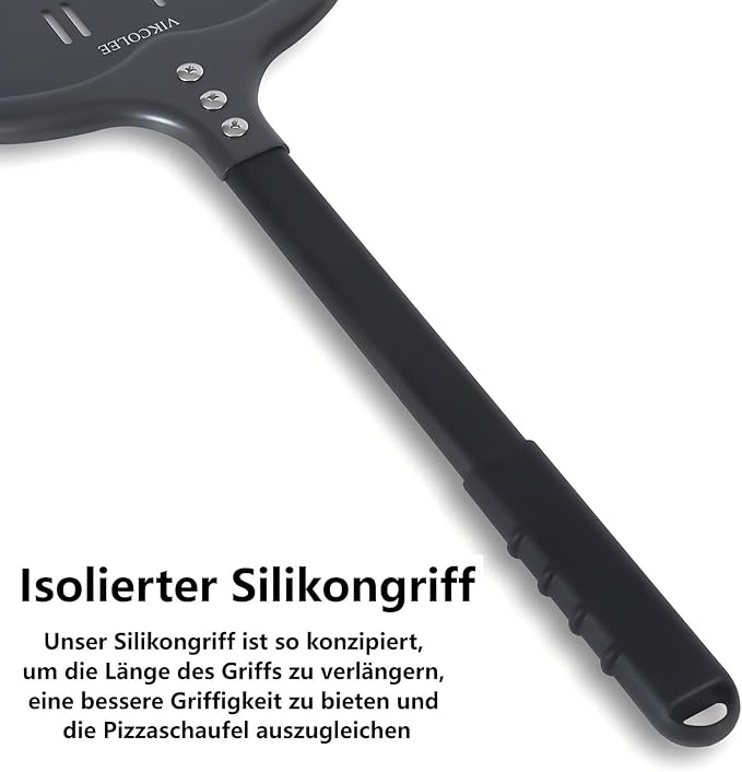 Perforated Pizza Peel, 12 x 14 Inch Rectangular Pizza Turning Peel, Professional Anodized Aluminum Turning Pizza Spatula, 26 inch overall