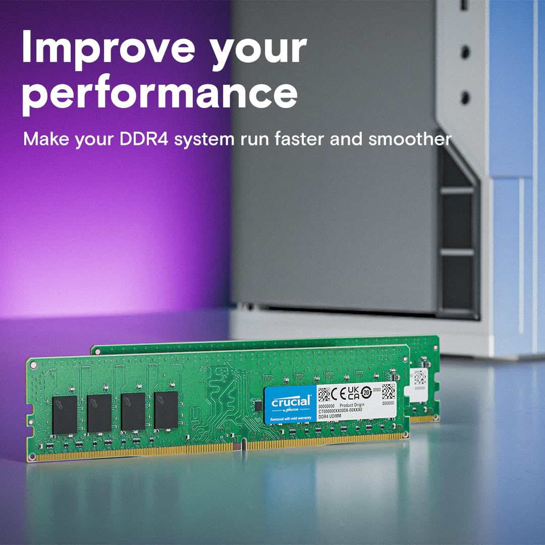 Crucial 32Gb Ddr4 Ram, 3200Mhz (Pc4-25600) Cl22 Desktop Memory, Udimm 288-Pin, Downclockable To 2933/2666Mhz, Compatible With In