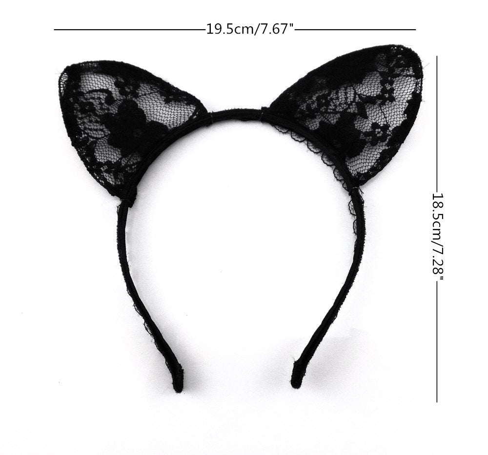 Honbay 2pcs Cute Lovely Black Lace Cat Ear Headwear Hair Bands Headbands Head Hoop Clasps