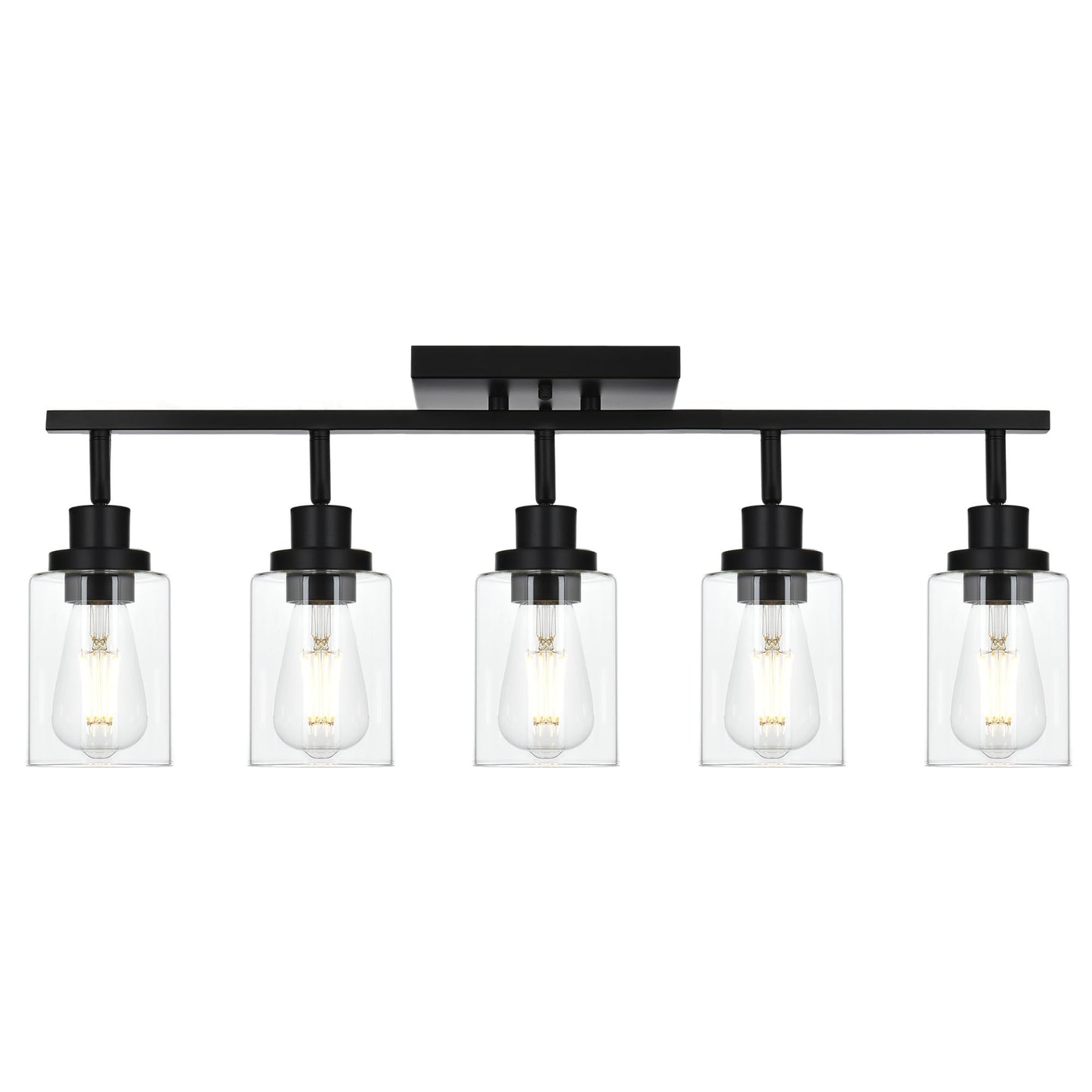 Wanluce 5-Light Track Lighting Kit Black Track Lighting Fixtures Bathroom Wall Sconces Ceiling Mount Kitchen Tracking Lights  Rotatable Spotlight With Clear Glass Shade For Kitchen Shop Hallway