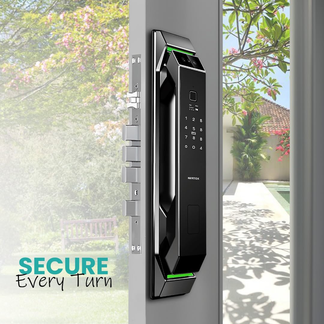 3D Face Recognition Smart Door Lock with HD Camera, Video Doorbell & Intercom – 7-in-1 Keyless Entry | Fingerprint, Palm Vein, Passcode, IC Card, Emergency Key, Tuya App Control, Easy Install | Alexa