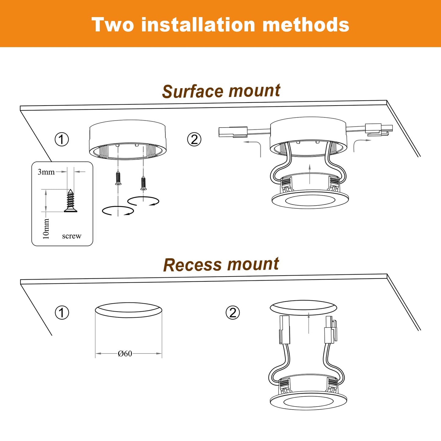 Lumiland Wired Led Puck Lights (2.7Wx5) Plug-In Lighting Natural White (4000K)  Led Cabinet Light For Kitchen Can Be Surface Mount Or Recess Mount  White