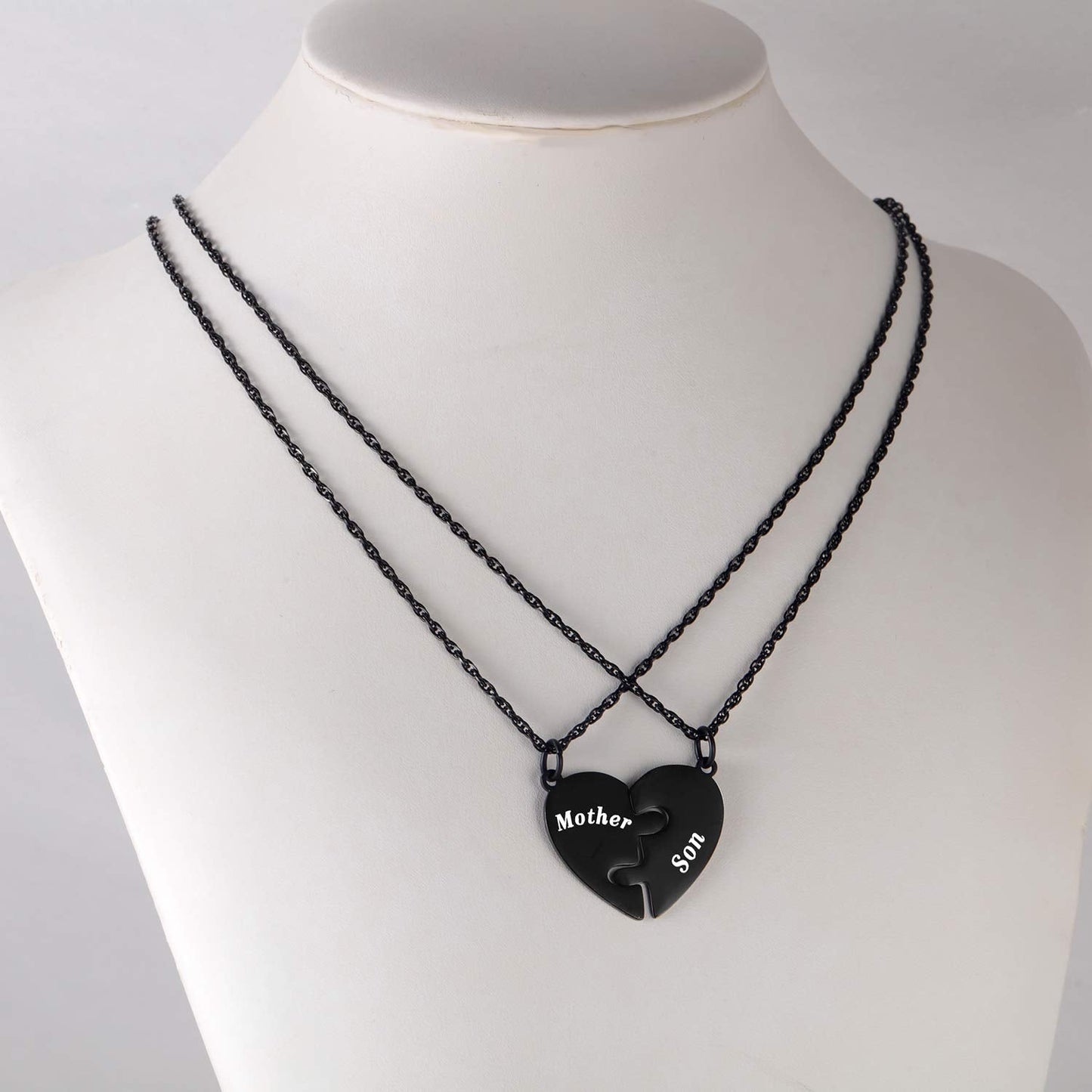 Ralukiia Father and Son Heart Matching Necklace Set for 2 - Son to Dad Father to Sons Graduation Back to School Birthday Jewelry