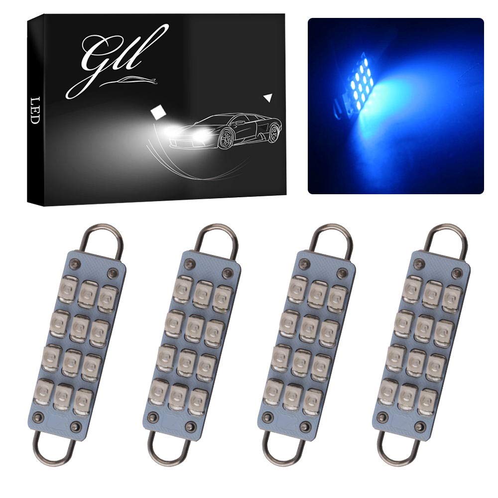 Grandview 4-Pack LED Festoon Bulbs 12-SMD 1210 3528 for Car Interior Light Dome Map Door Courtesy Lights Blue