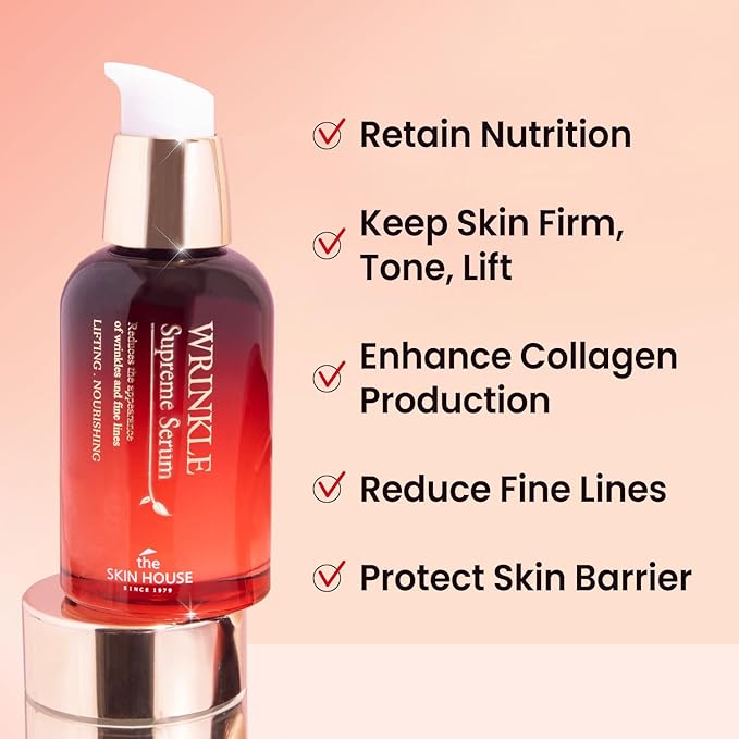 THE SKIN HOUSE Wrinkle Supreme Gift Set – 3-Step Korean Skincare Kit with Ginseng, Adenosine & Ceramide | Firming Cleanser, Wrinkle Serum & Nourishing Cream | Holiday Gift for Hot Weather