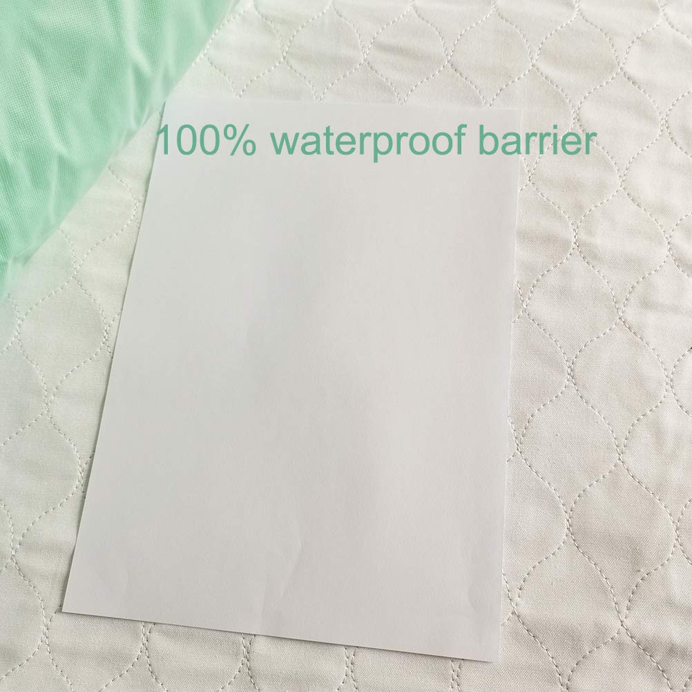 Careboree 2 Pack Cotton Top Quilted Underpad, Waterproof Extra Absorbent Use for Incontinence Bed Pads,Washable and Reusable Pet Pads (34" x 36")