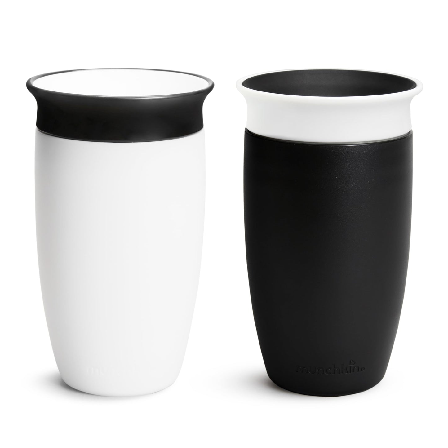 Munchkin Sippy Cups for Toddlers 1-3, Spill Proof Miracle 360 Cup, 10 Ounce, 2 Pack, Black/White