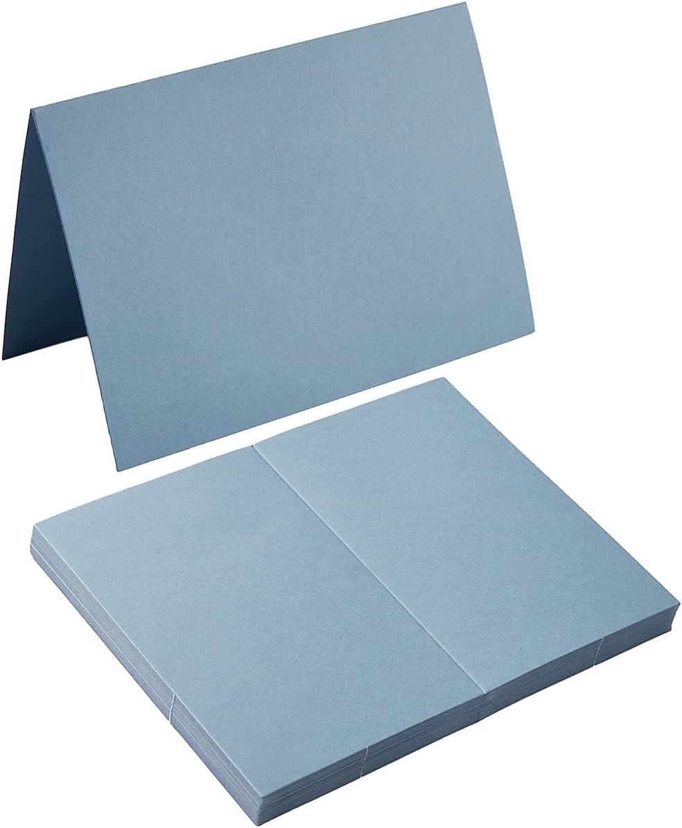 50 Pack Blank Cards Folded Cardstock Thank You Blank Greeting Cards for Invitations, Wedding, Greeting Cards, All Occasion DIY (Dusty Blue, 5x7)