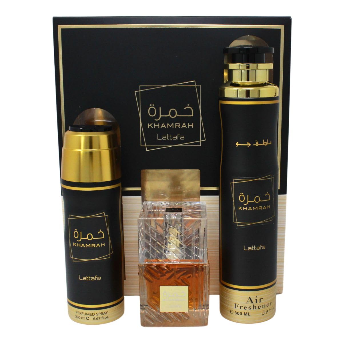 Lattafa Khamrah 3.4 Edp U+ 10.1 Air Freshner+ 6.7 Body Spray (128607)