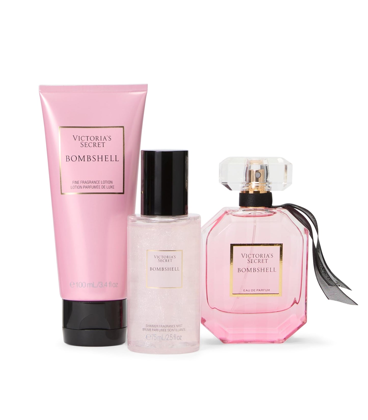Victoria's Secret Bombshell 3 Piece Luxe Fragrance Gift Set: 1.7 oz. Eau de Parfum, Travel Lotion & Shimmer Mist