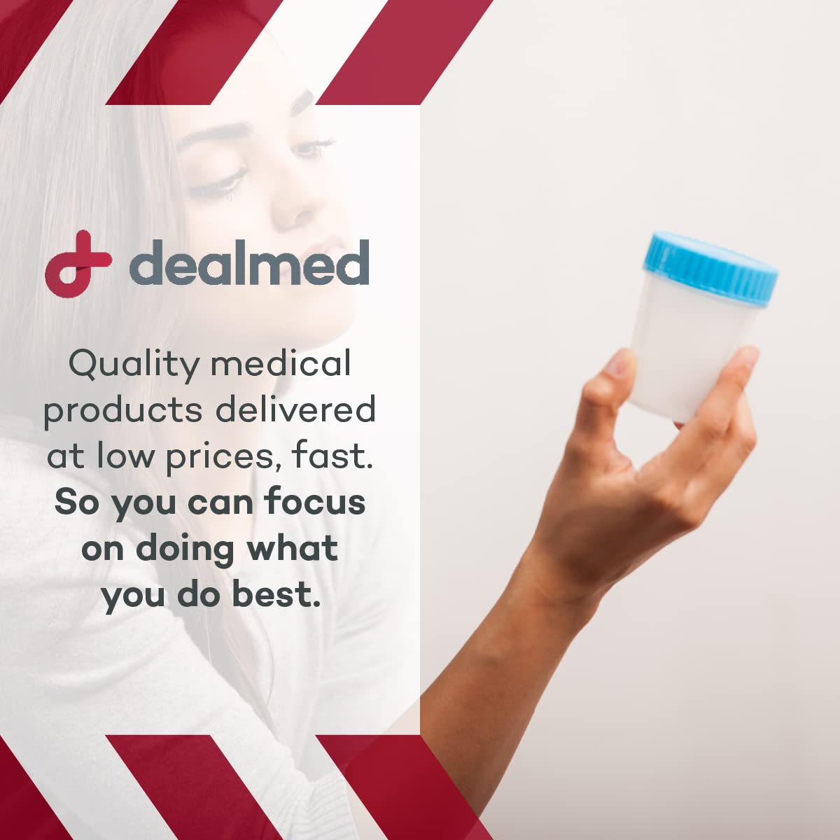 Dealmed Specimen Collection Containers Single Use Urine Specimen Cups, Screw on Leak Resistant Lid, Included ID Label, 4 oz, 10 Count