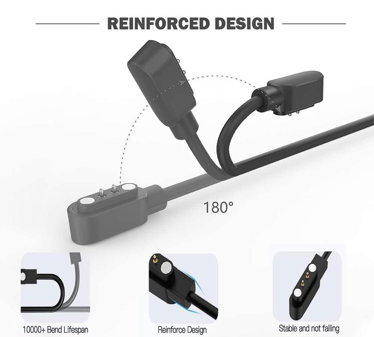 2 Pin Chargers For Veryfit Smart Watch Cord, 2-Pack [Model A + Model B, Only One Fit] 2.8Mm Magnetic Usb Charging Cable For Smar