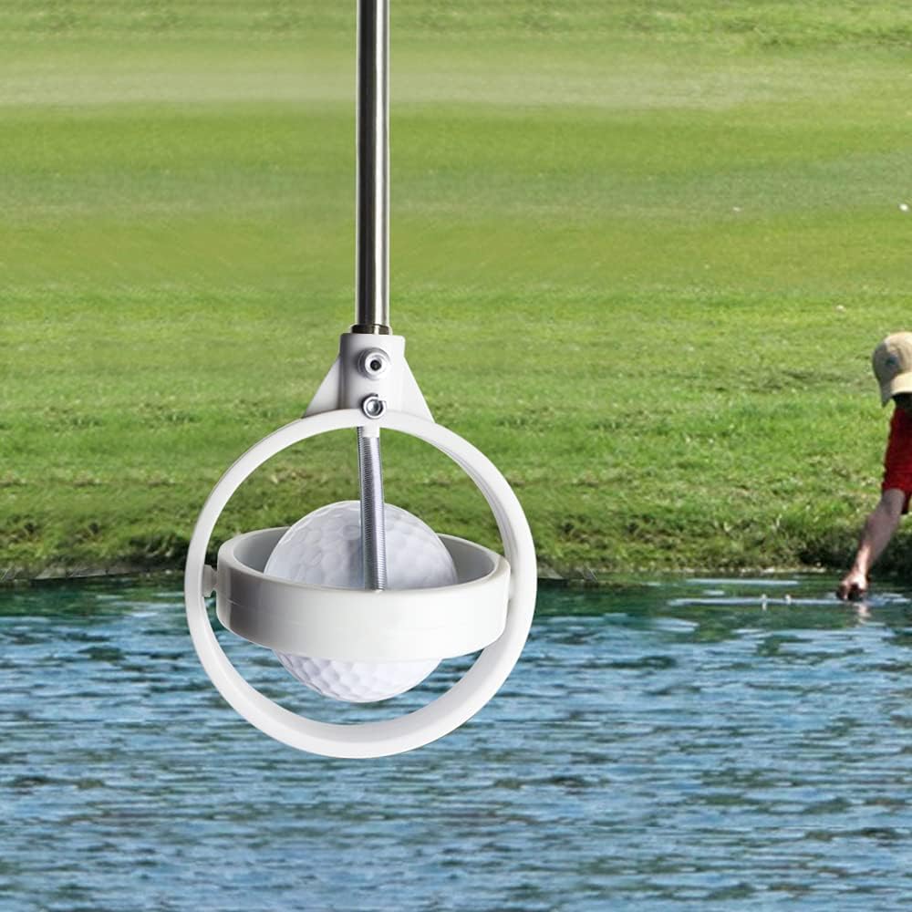 Golf Ball Retriever Or Pick Up Tool with Automatic Extendable, Stainless for Water Bush White Yellow 2 Colors Gift for Golfer