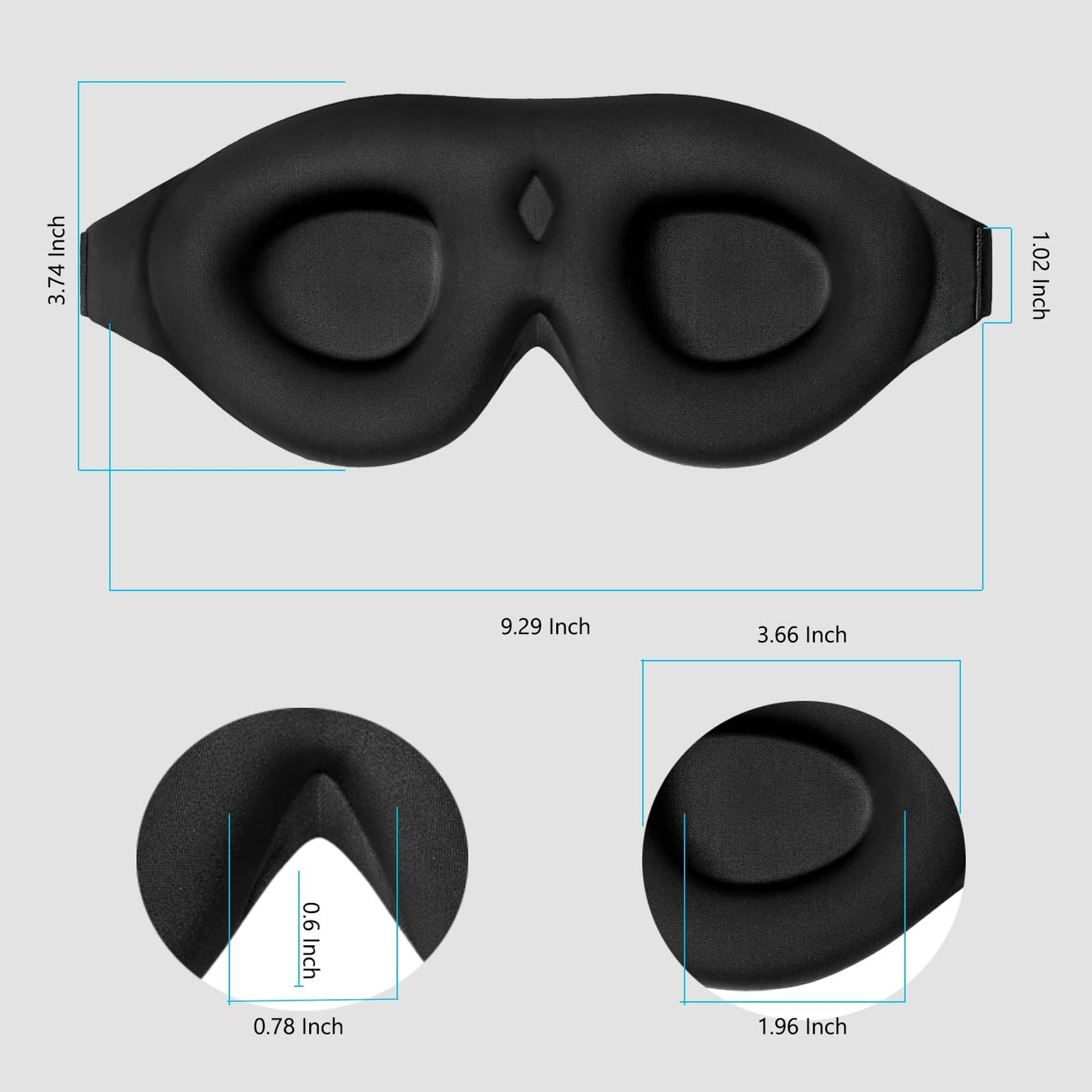 ALASKA BEAR Sleep Mask Women Men with Molded Eye Cups, Well-Contoured 3 D Extra-Plush Soft Memory Foam Blackout Eye Mask Zero Pressure on Eyelids & Eyelashes w Earplugs Set - Silent Night Stars