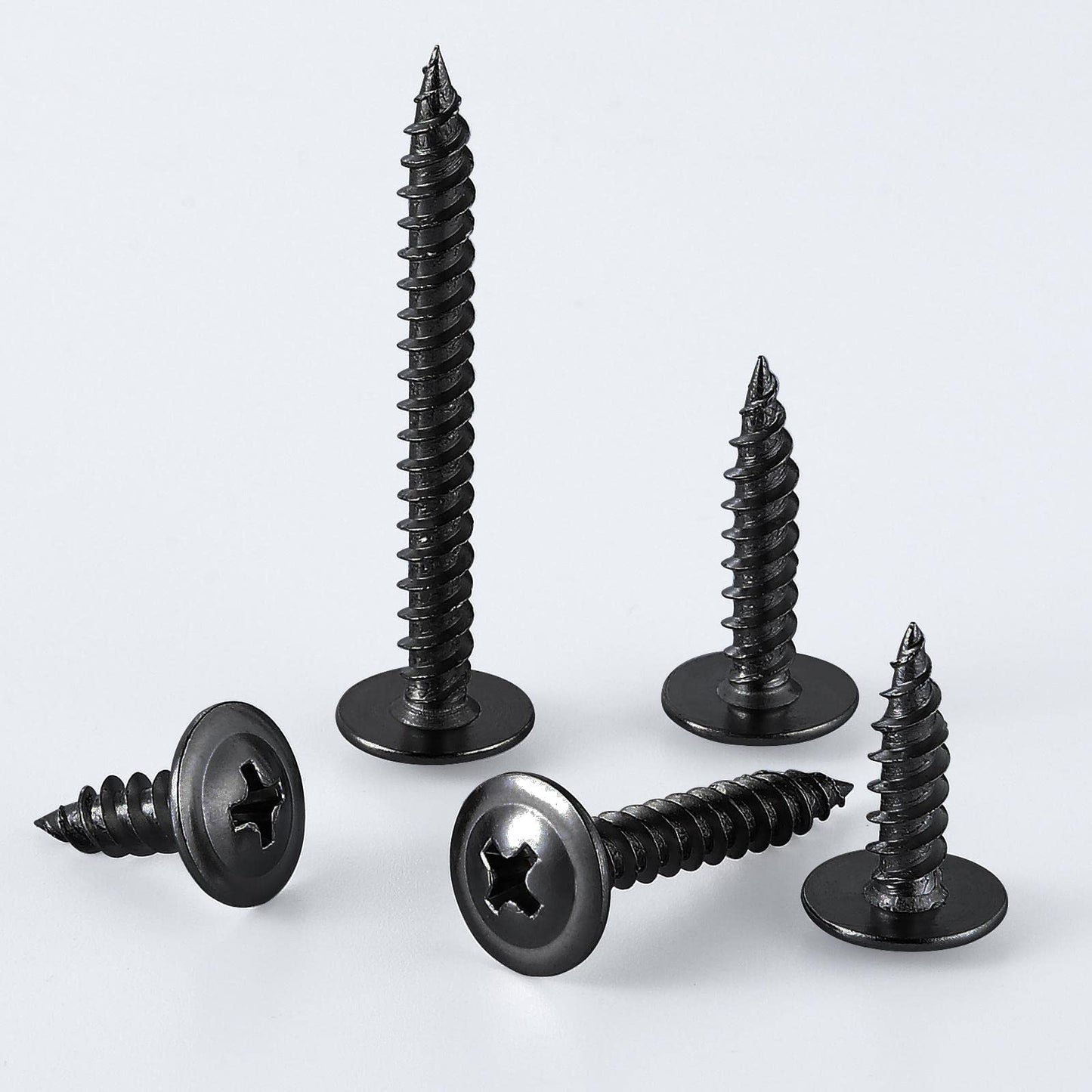 (150 pcs)#8×1-1/2" Black Truss Head Wood Screws Quick Metal Self Tapping Zinc Oxide