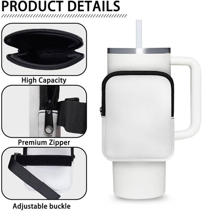 Cute Axolotl Stanley Cup Pouch with Adjustable Strap Water Bottle Storage Bag for 40oz IceFlow Tumbler Pouch for Stanley Accessories Pink